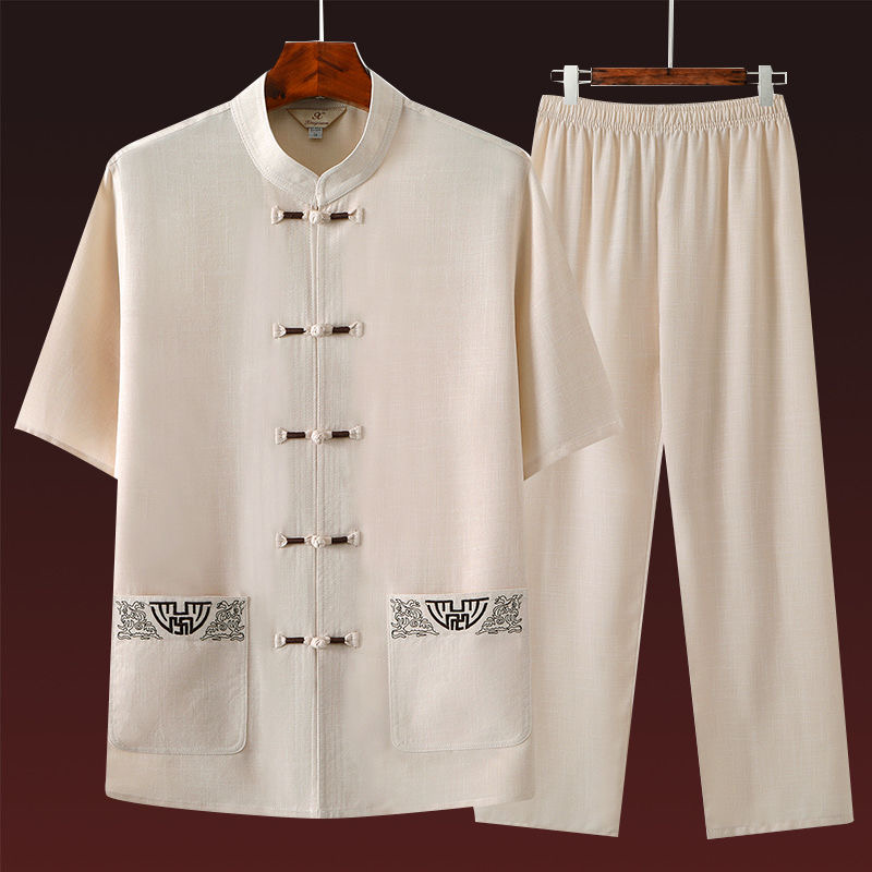 Short Linen Drawstring - Traje de lino y algodón de