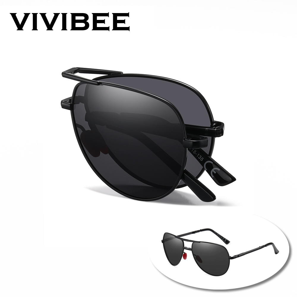 Sunglasses Aviator Polarized - VIVIBEE, gafas de sol plegables negras