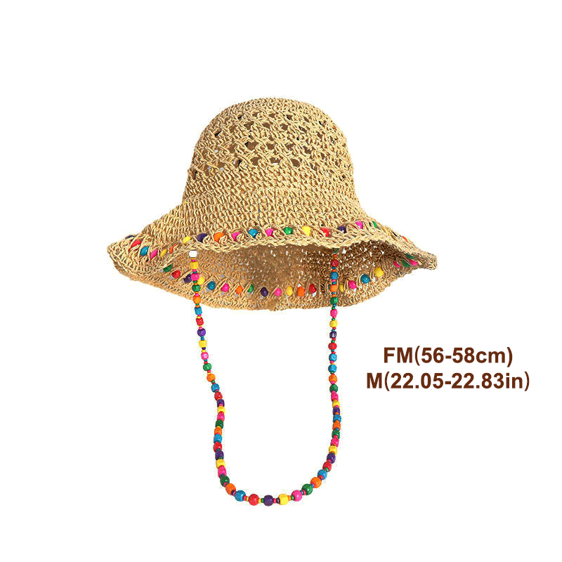 Bucket Hat Straw - Sombrero de Paja Retro Versátil con